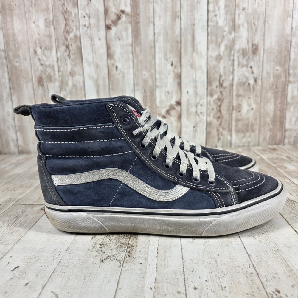 Vans Sk8-Hi Navy Blue Suede‎ Canvas High Top Sneakers Womens 10 Mens 8.5